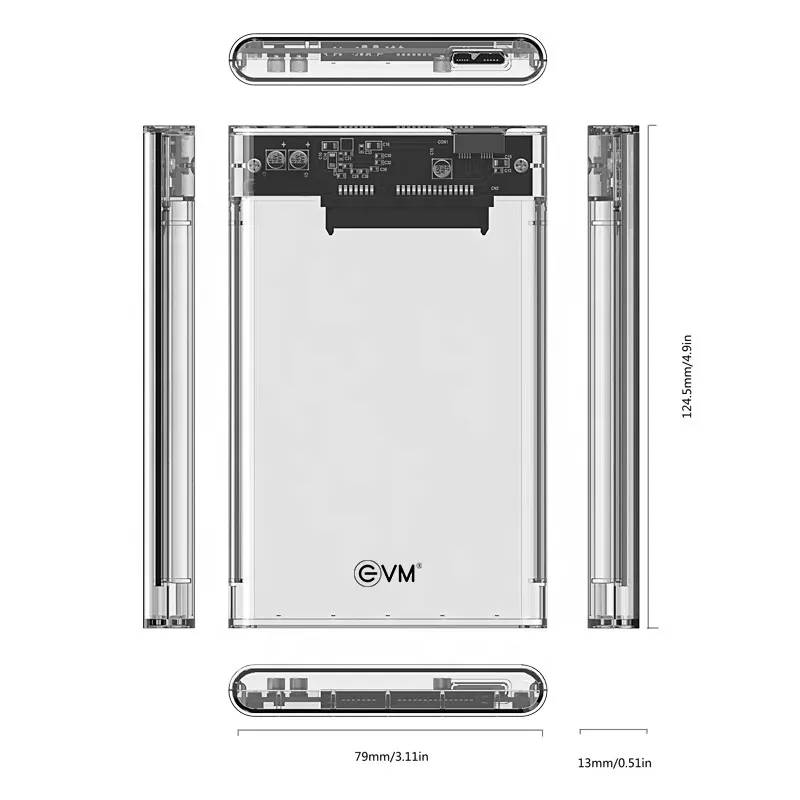 EVM SSD Casing 2.5 Inch Sata USB 3.0 Transparent (ESC-TP01) view 3